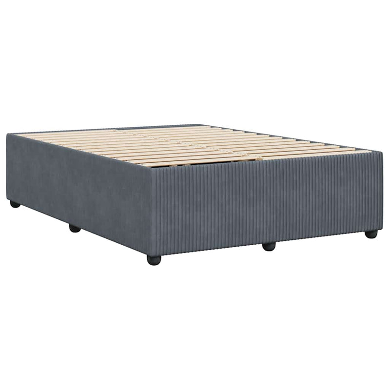 Bed Frame without Mattress Dark Gray Queen Velvet