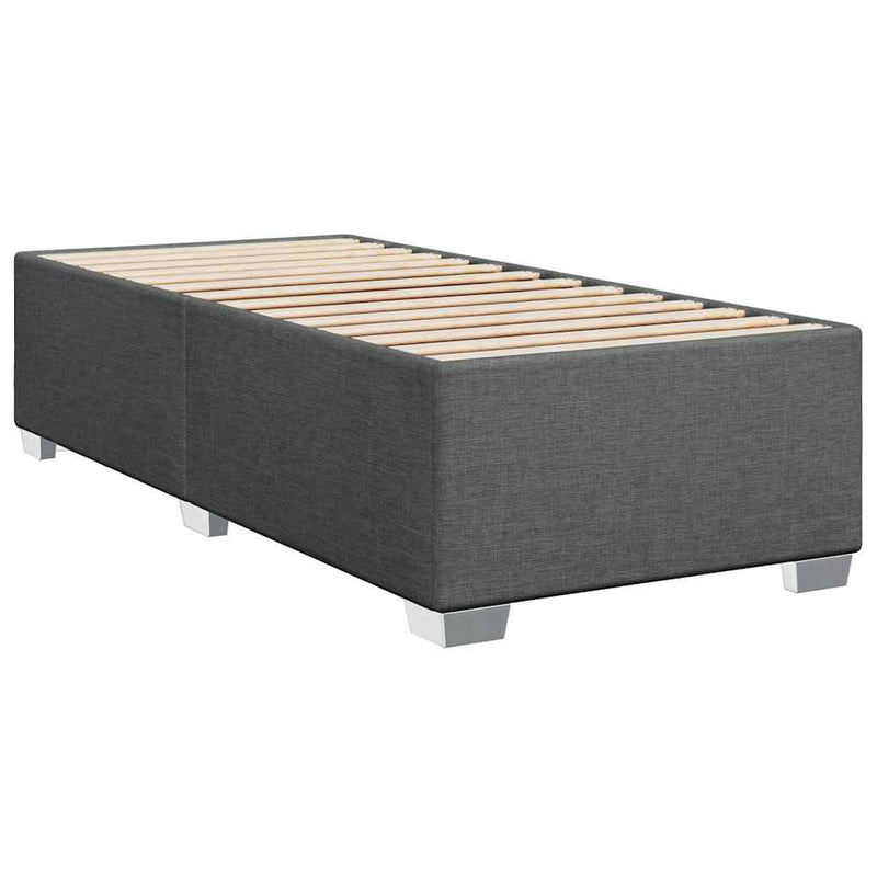 Box Spring Bed with Mattress Dark Gray Twin XL Fabric