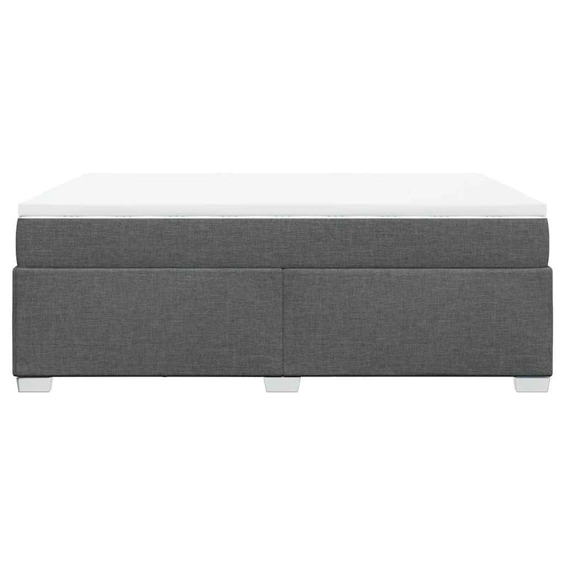 Box Spring Bed with Mattress Dark Gray Full Fabric