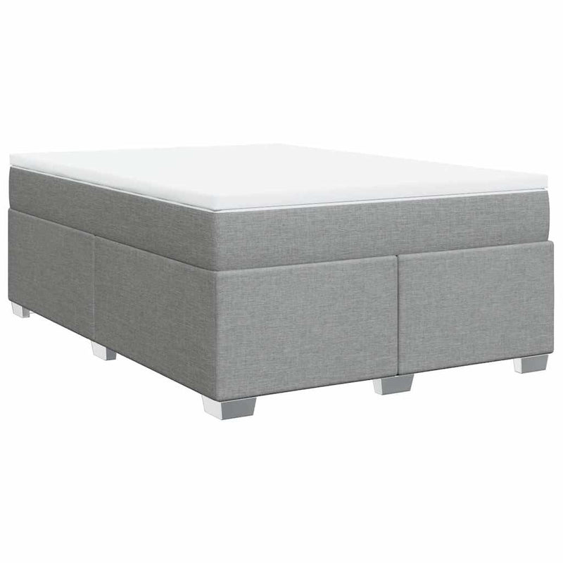 Box Spring Bed with Mattress Light Gray Queen Fabric