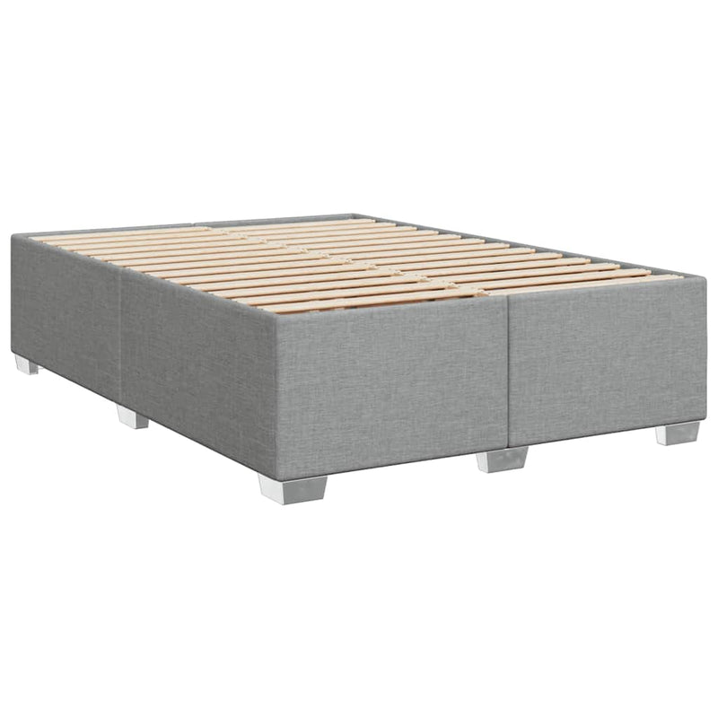 Box Spring Bed with Mattress Light Gray Queen Fabric