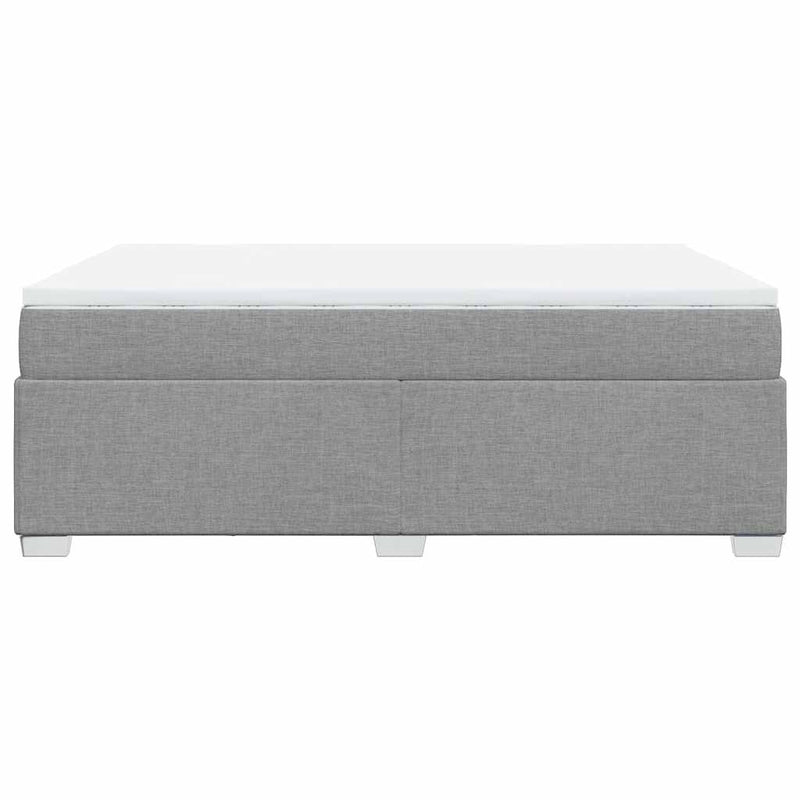 Box Spring Bed with Mattress Light Gray Queen Fabric