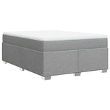 Box Spring Bed with Mattress Light Gray Queen Fabric