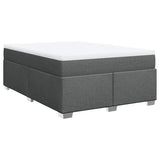 Box Spring Bed with Mattress Dark Gray Queen Fabric