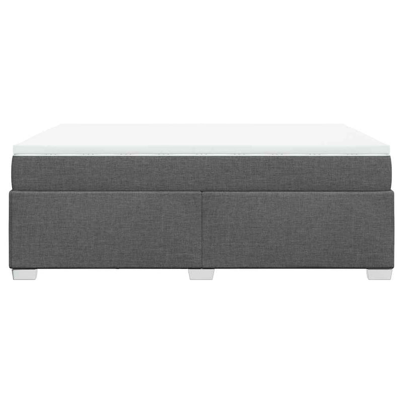 Box Spring Bed with Mattress Dark Gray Queen Fabric