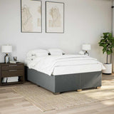 Box Spring Bed with Mattress Dark Gray Queen Fabric