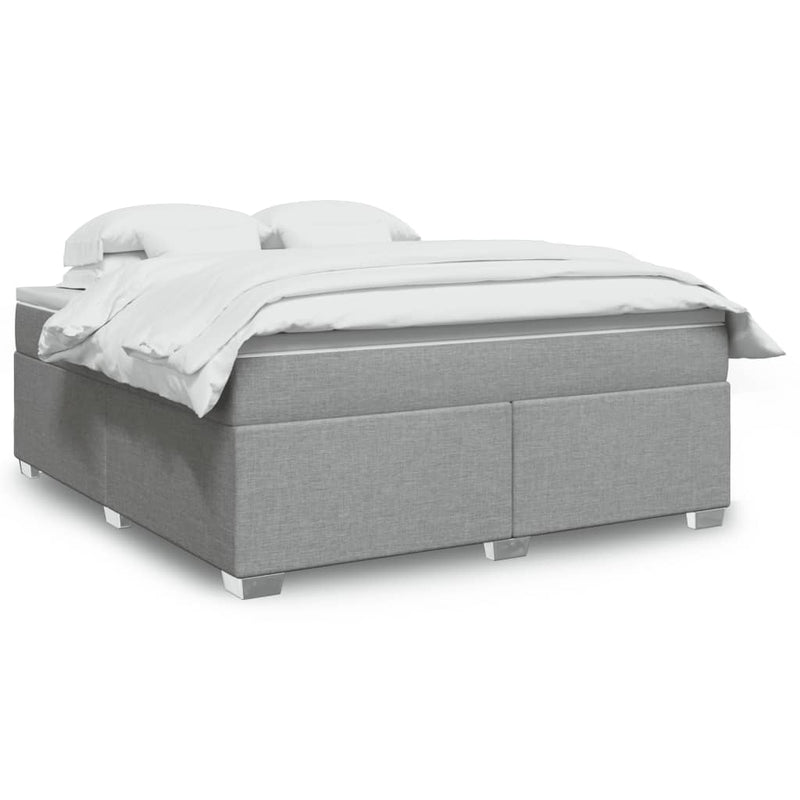 Box Spring Bed with Mattress Light Gray California King Fabric