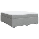 Box Spring Bed with Mattress Light Gray California King Fabric