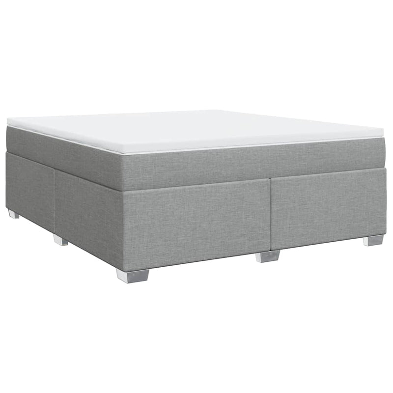 Box Spring Bed with Mattress Light Gray California King Fabric