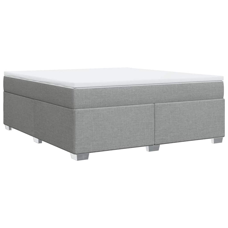 Box Spring Bed with Mattress Light Gray California King Fabric