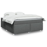 Box Spring Bed with Mattress Dark Gray California King Fabric