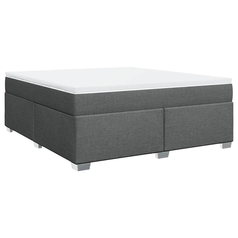 Box Spring Bed with Mattress Dark Gray California King Fabric