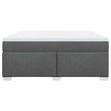 Box Spring Bed with Mattress Dark Gray California King Fabric