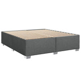 Box Spring Bed with Mattress Dark Gray California King Fabric