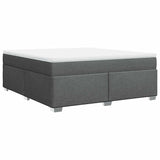 Box Spring Bed with Mattress Dark Gray California King Fabric