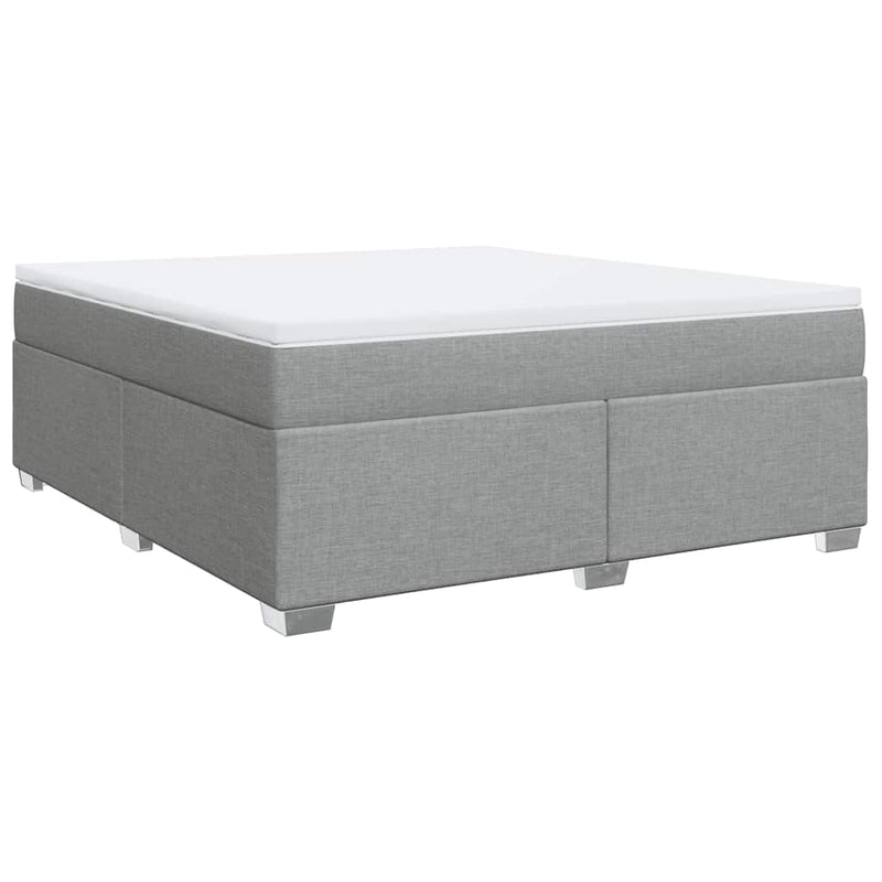 Box Spring Bed with Mattress Light Gray King Fabric