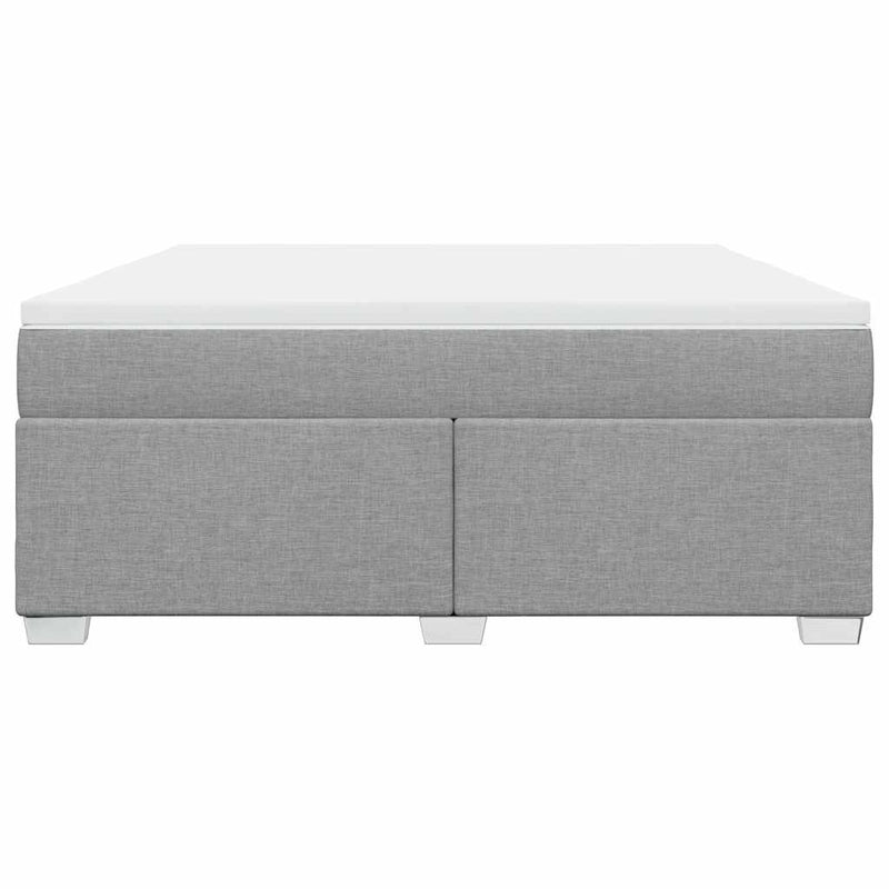 Box Spring Bed with Mattress Light Gray King Fabric