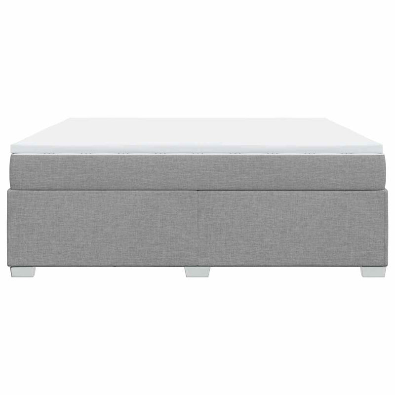 Box Spring Bed with Mattress Light Gray King Fabric