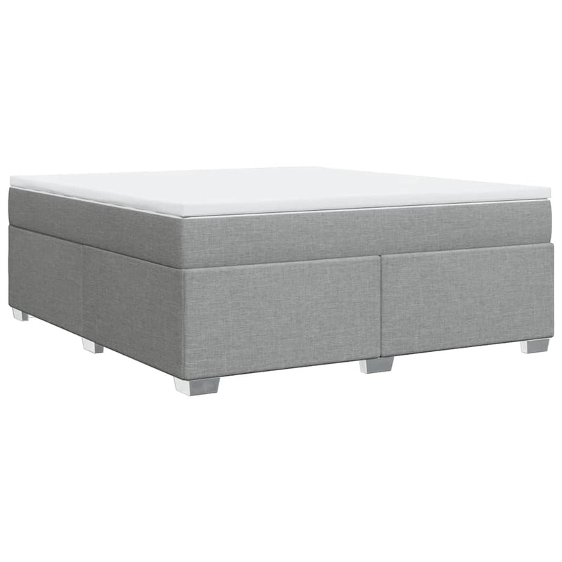 Box Spring Bed with Mattress Light Gray King Fabric