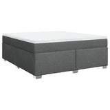 Box Spring Bed with Mattress Dark Gray King Fabric