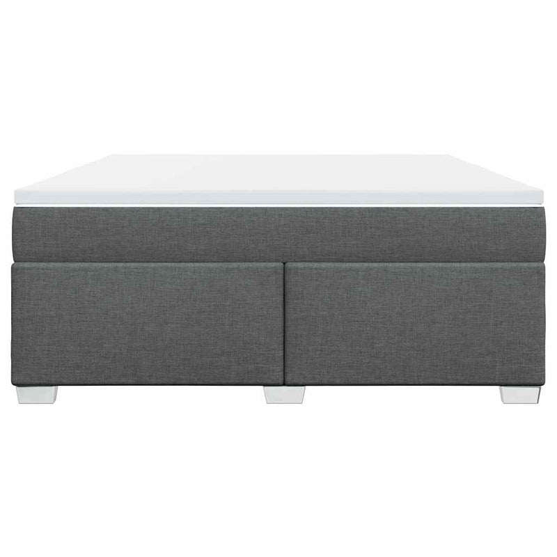 Box Spring Bed with Mattress Dark Gray King Fabric