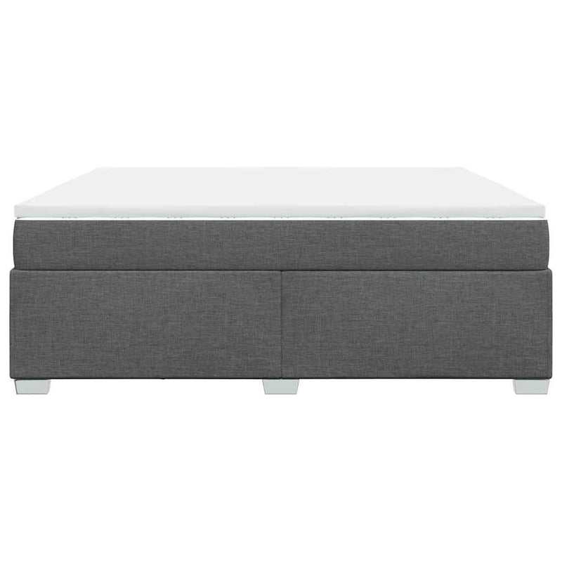 Box Spring Bed with Mattress Dark Gray King Fabric