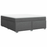 Box Spring Bed with Mattress Dark Gray King Fabric