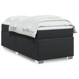 Box Spring Bed with Mattress Black Twin Faux Leather