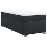 Box Spring Bed with Mattress Black Twin Faux Leather