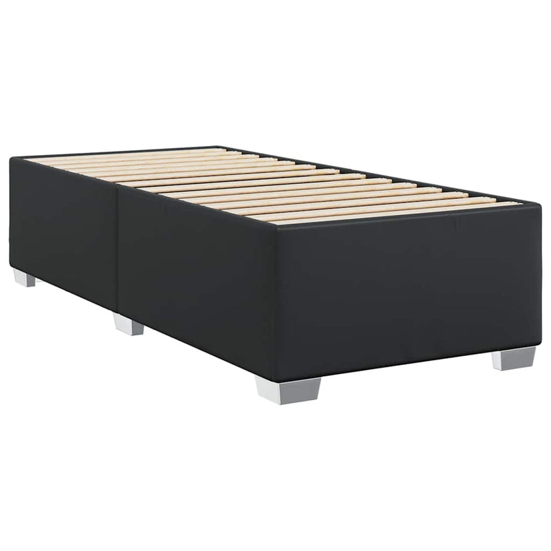 Box Spring Bed with Mattress Black Twin Faux Leather