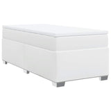 Box Spring Bed with Mattress White Twin Faux Leather