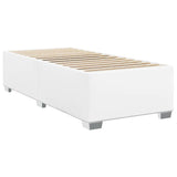 Box Spring Bed with Mattress White Twin Faux Leather