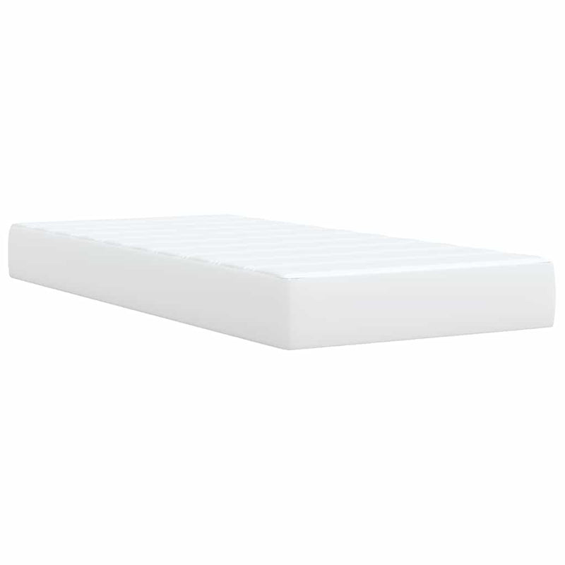 Box Spring Bed with Mattress White Twin Faux Leather