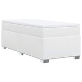 Box Spring Bed with Mattress White Twin XL Faux Leather