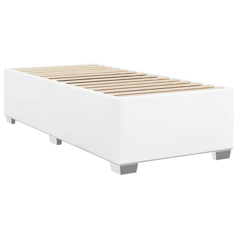 Box Spring Bed with Mattress White Twin XL Faux Leather