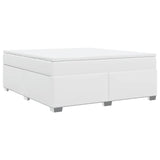 Box Spring Bed with Mattress White California King Faux Leather