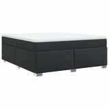 Box Spring Bed with Mattress Black King Faux Leather