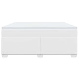 Box Spring Bed with Mattress White King Faux Leather