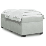 Box Spring Bed with Mattress Light Gray Twin Velvet