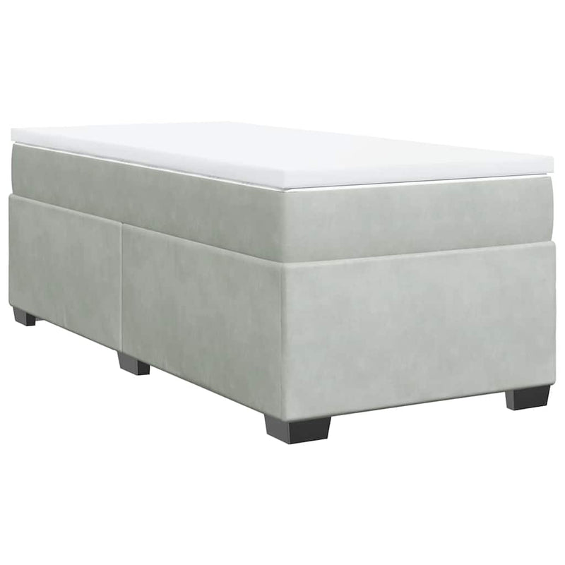 Box Spring Bed with Mattress Light Gray Twin Velvet