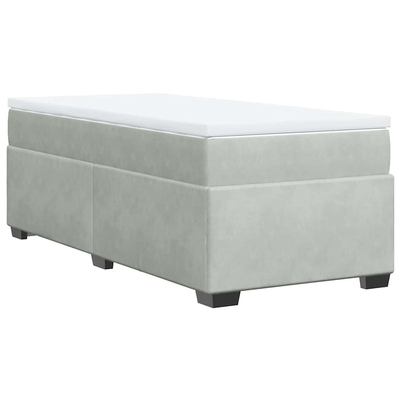 Box Spring Bed with Mattress Light Gray Twin Velvet