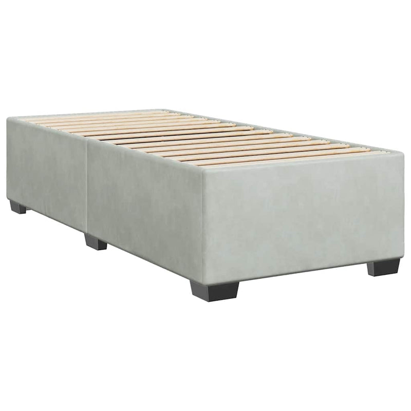 Box Spring Bed with Mattress Light Gray Twin Velvet