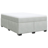 Box Spring Bed with Mattress Light Gray Full Velvet