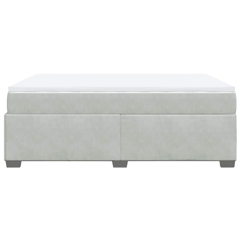 Box Spring Bed with Mattress Light Gray Full Velvet