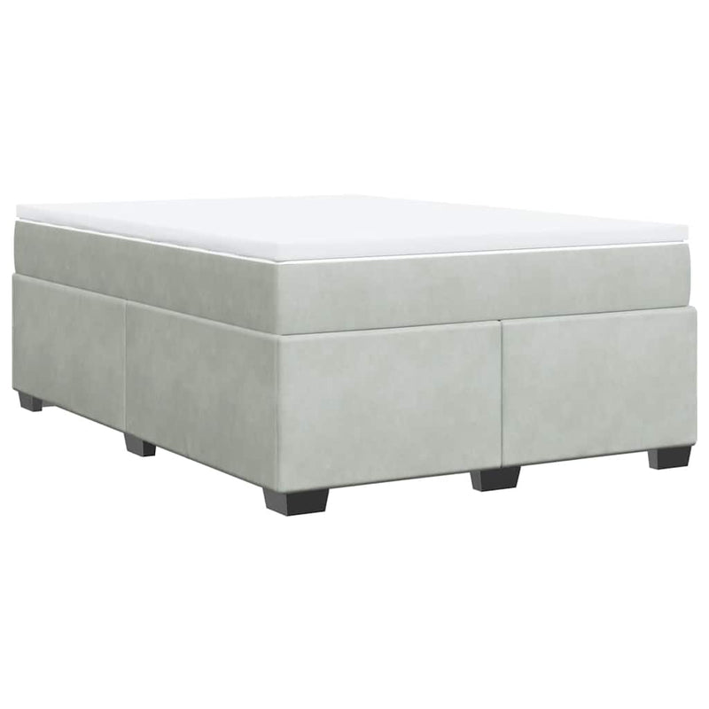 Box Spring Bed with Mattress Light Gray Full Velvet