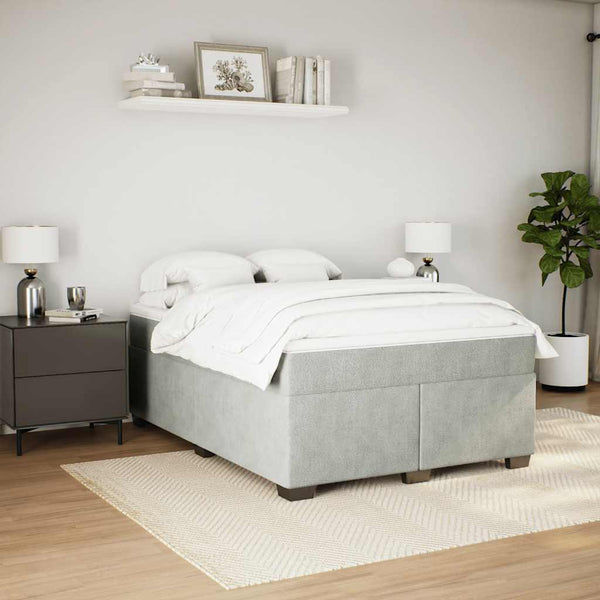 Box Spring Bed with Mattress Light Gray Full Velvet