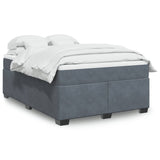 Box Spring Bed with Mattress Light Gray Queen Velvet