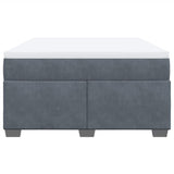 Box Spring Bed with Mattress Light Gray Queen Velvet