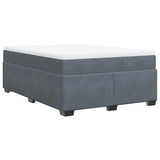 Box Spring Bed with Mattress Light Gray Queen Velvet