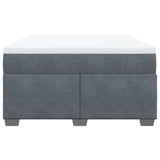 Box Spring Bed with Mattress Dark Gray Queen Velvet